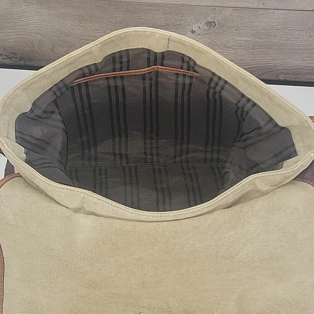 Frye Distressed Canvas and Leather Messenger Bag in Beige and Brown - Men